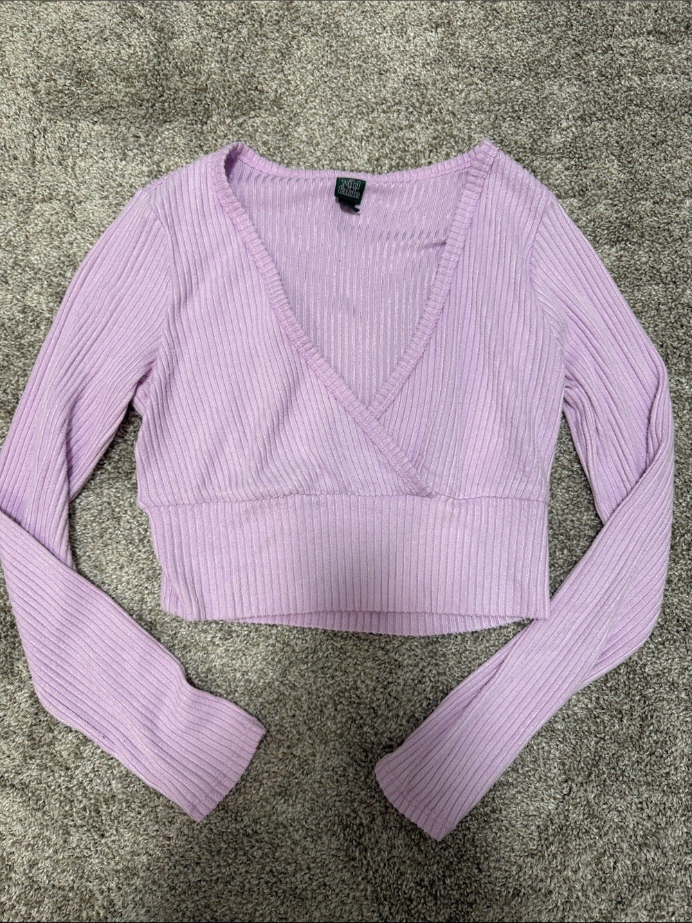 Wild Fable Ribbed Wrap Cropped Top - Lavender - medium